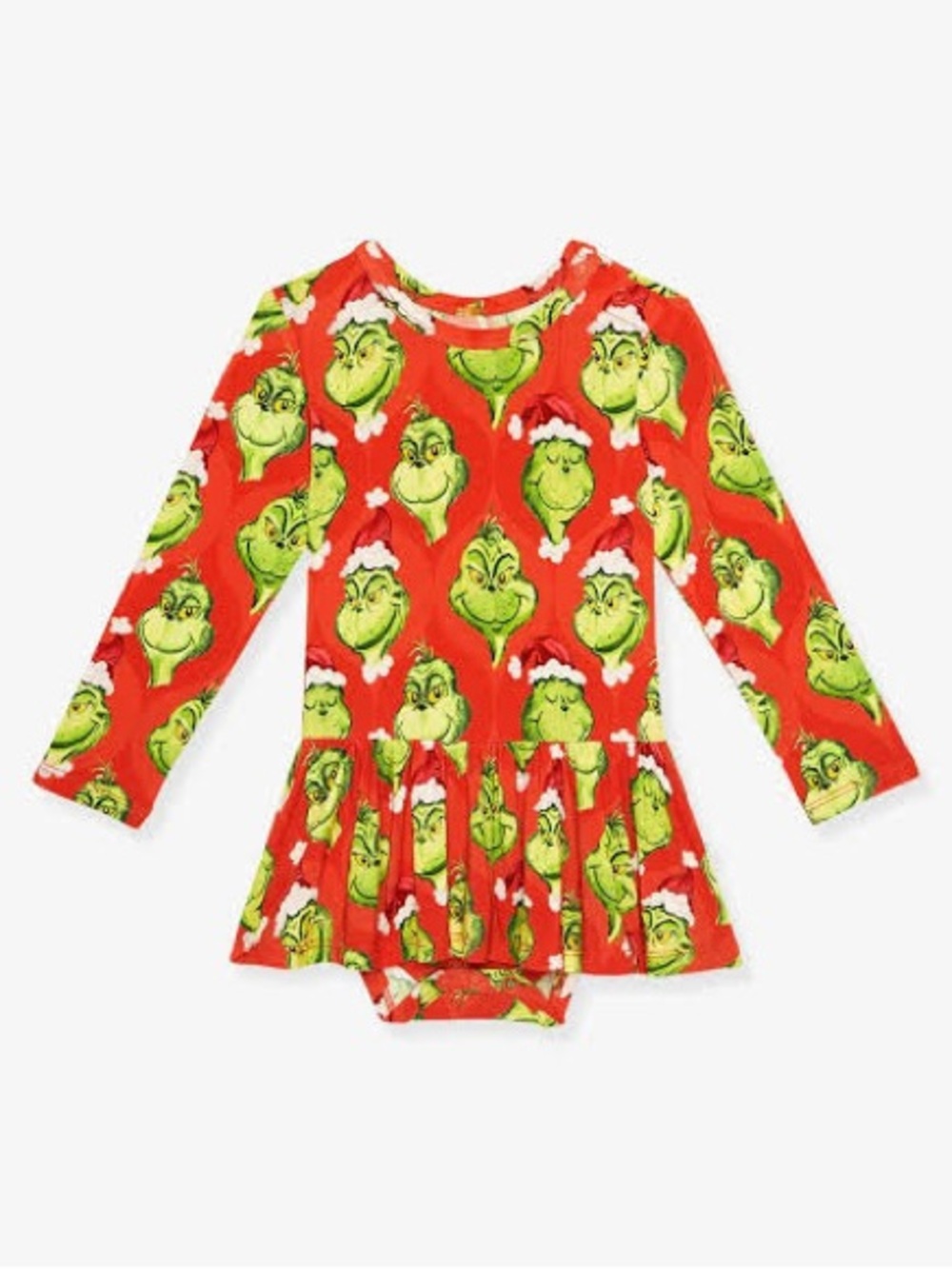 🎄Posh Peanut Dr. Seuss Grinch Print Red & Green Bodysuit, 6-12M🎄